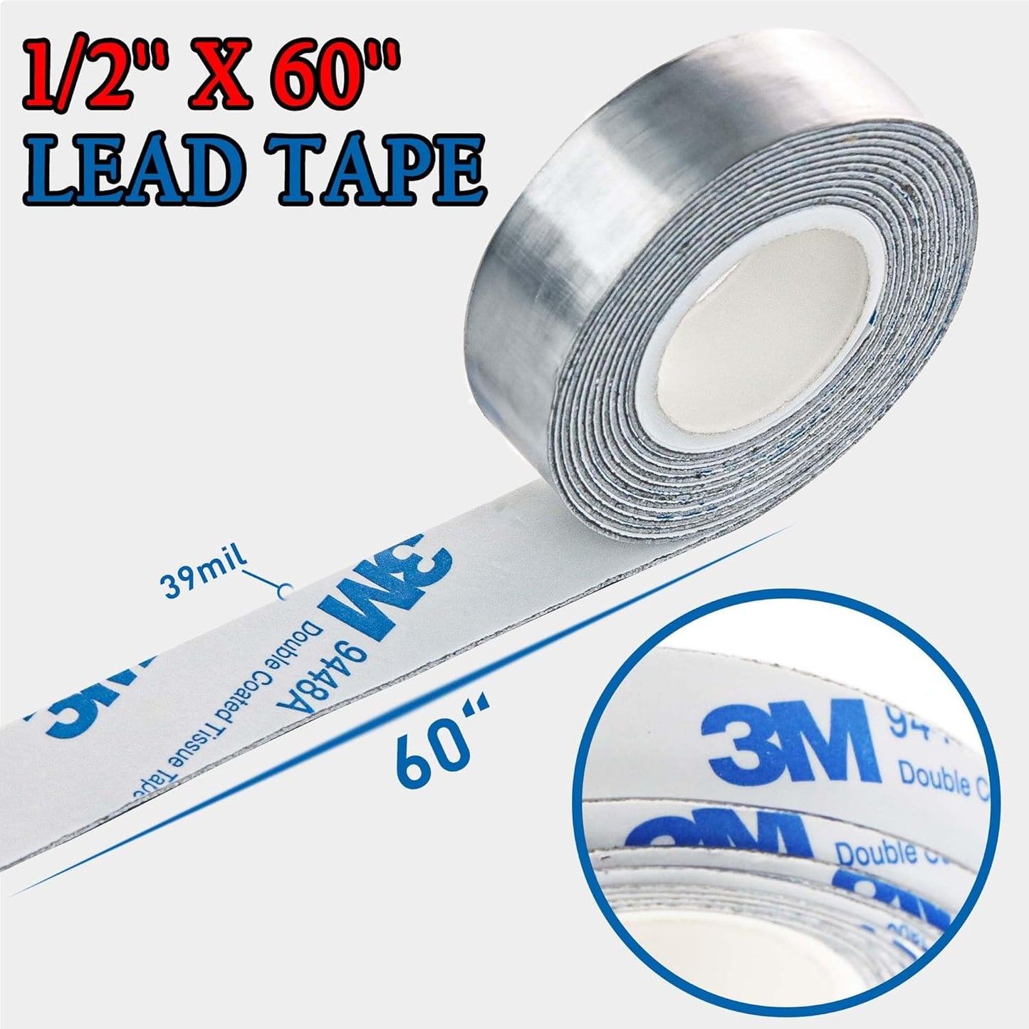 2 Grams Per Inch Golf Lead Tape | 1/2''x 60'' Adhesive Lead Tape | Add Swing Weight for Golf Tennis Racket Pickleball Paddle Adjust Weight