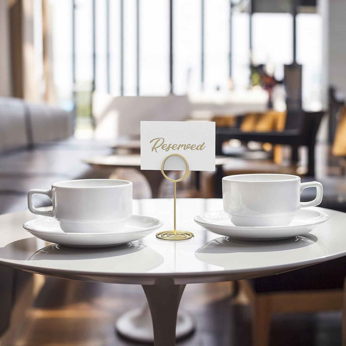 10 Pack Gold Table Number Holders - Place Card Holders for Signs - Photo Holders for Centerpieces Weddings - Photo Stand Clip - Picture Holder for Tables - Wire Food Signs Restaurant Setting Cards