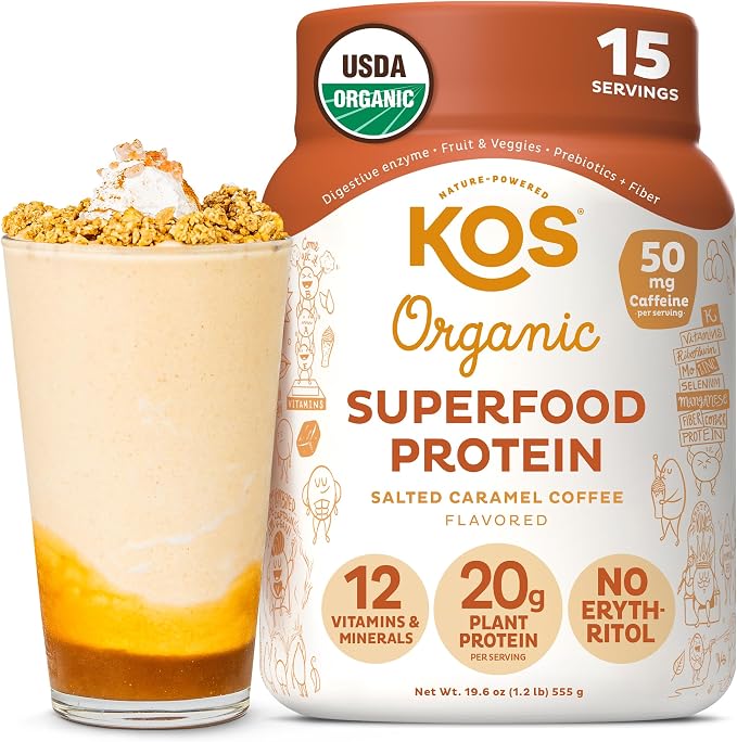 KOS Vegan Protein Powder, Salted Caramel Coffee by KOS