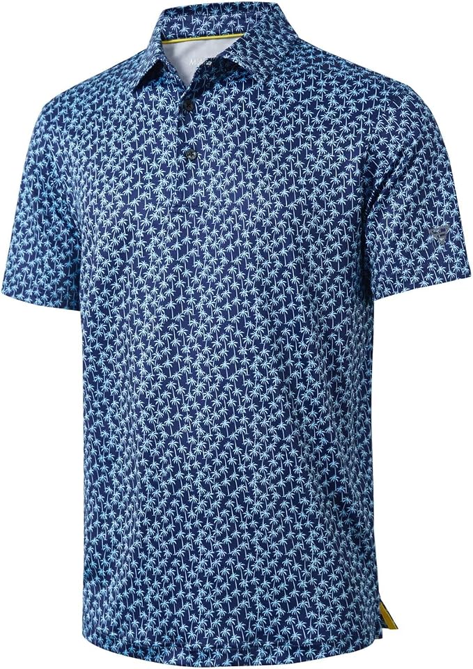 Golf Shirts for Men Dry Fit Short Sleeve Print Performance Moisture Wicking by MAELREG