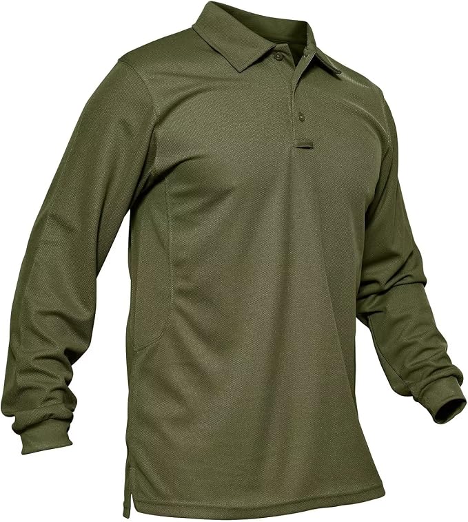 MAGCOMSEN Men's Polo Shirts 3 Button Quick Dry Performance Long Sleeve Tactical by MAGCOMSEN