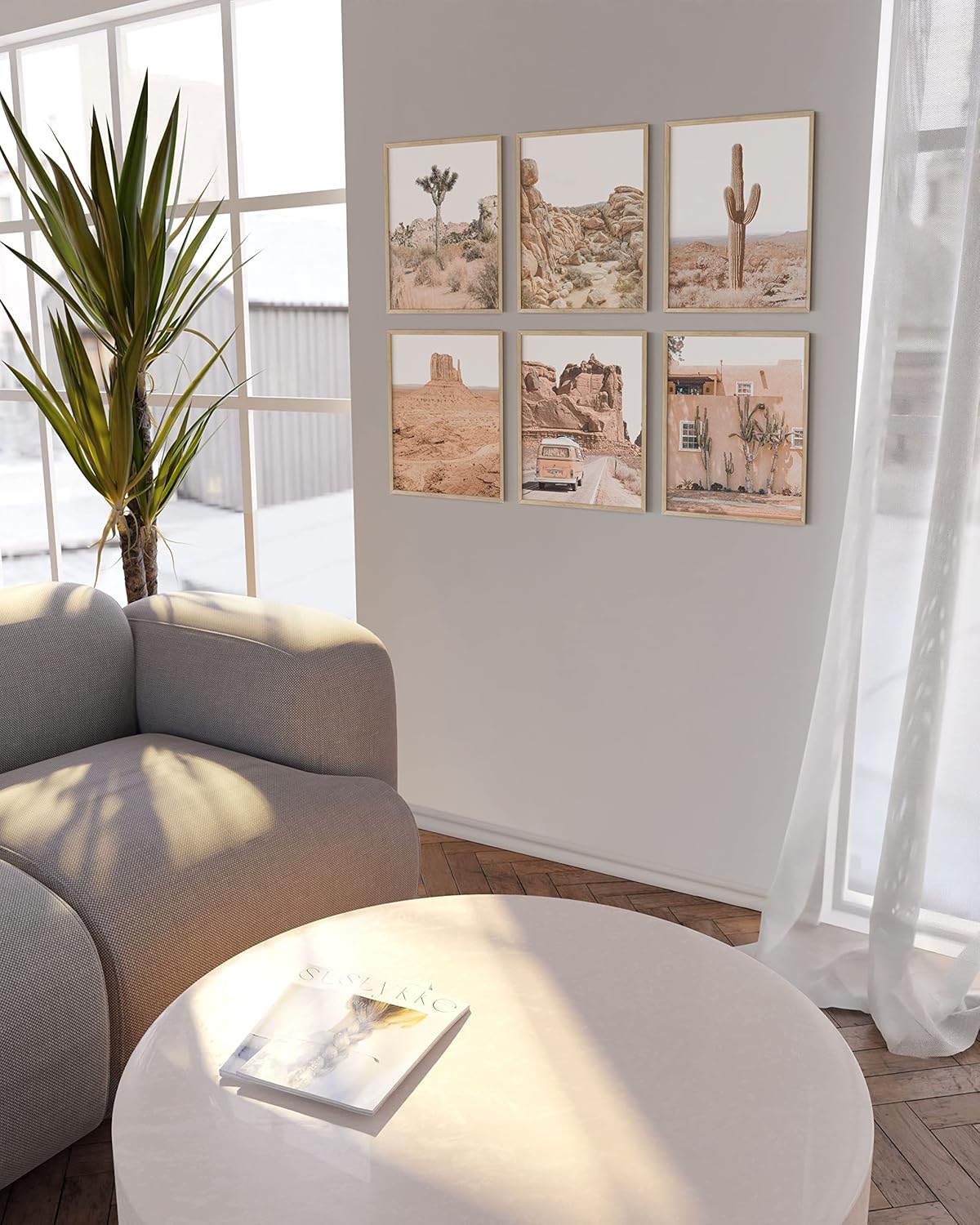 HAUS AND HUES Desert Succulent Wall Art - Set of 6 Botanical Prints, Southwestern Wall Decor, Cactus Posters, Joshua Tree Wall Art UNFRAMED (11x14)