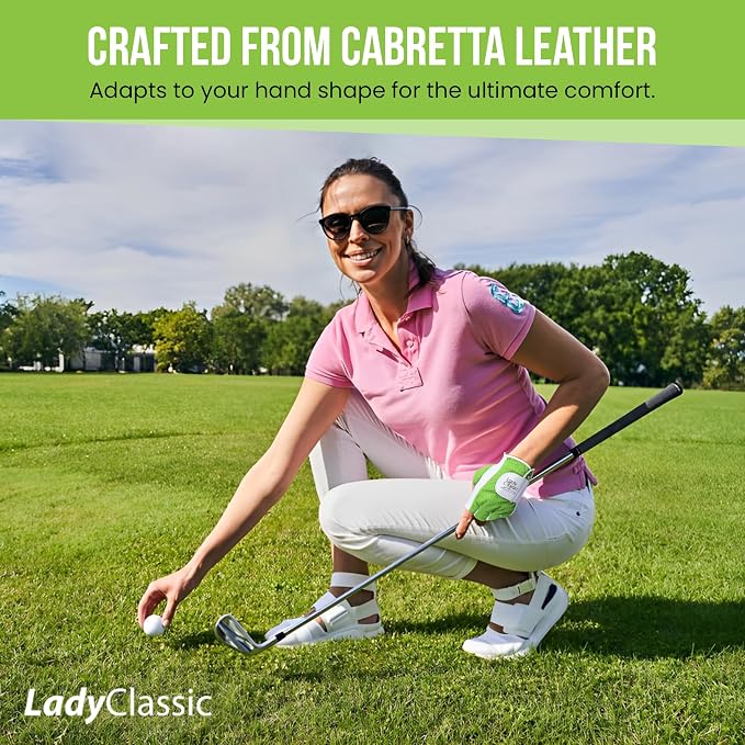 Mesh Half Golf Glove for Women – Premium Cabretta Leather Palm, Breathable Mesh - Image 4