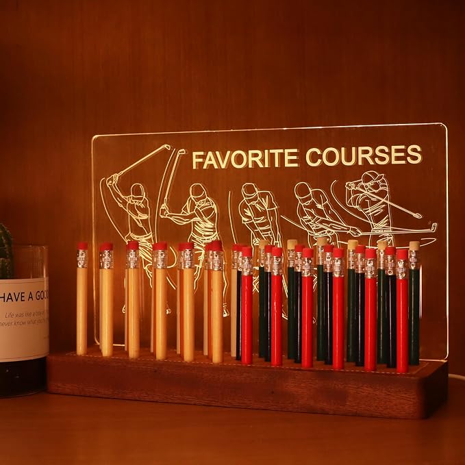 Light Up Golf Pencil Display Case, Wooden Acrylic Accessories - Image 5