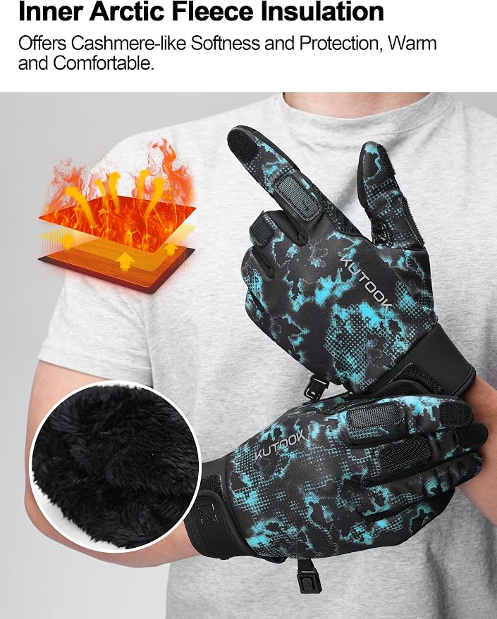 KUTOOK Winter Fishing Gloves for Men& Women Waterproof Glove Cold Weather - Image 3