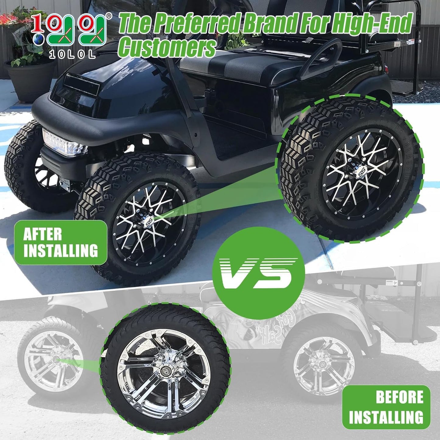 10L0L Universal Golf Cart SS Wheel Center Cap Cover for Yamaha, EZGO, Club Car, 4 PCS (Chrome)