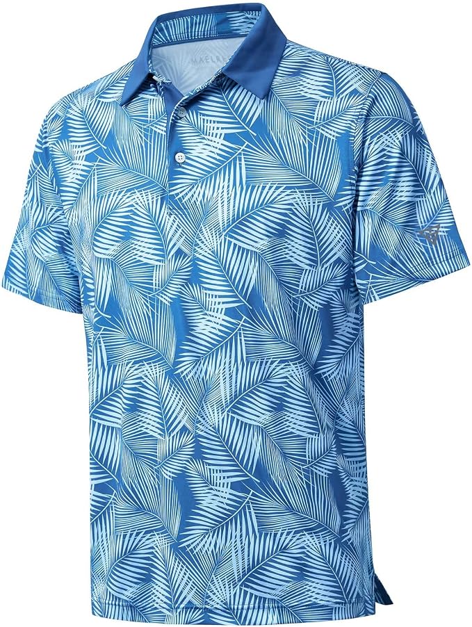 Golf Shirts for Men Dry Fit Short Sleeve Print Performance Moisture Wicking by MAELREG