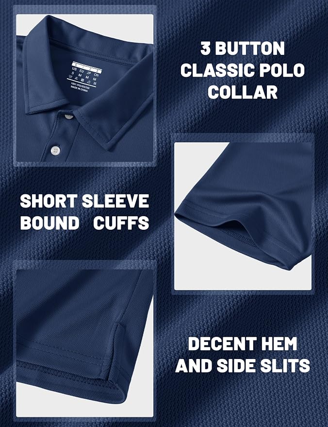 MAGCOMSEN Men's Polo Shirts 3 Buttons Casual Work T Shirts Quick Dry Short - Image 6
