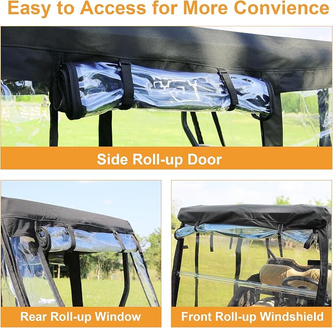 Golf Cart Enclosure Rain Cover 2&4Passenger, EZGO TXT RXV/Club Car Ds&Precedent - Image 4