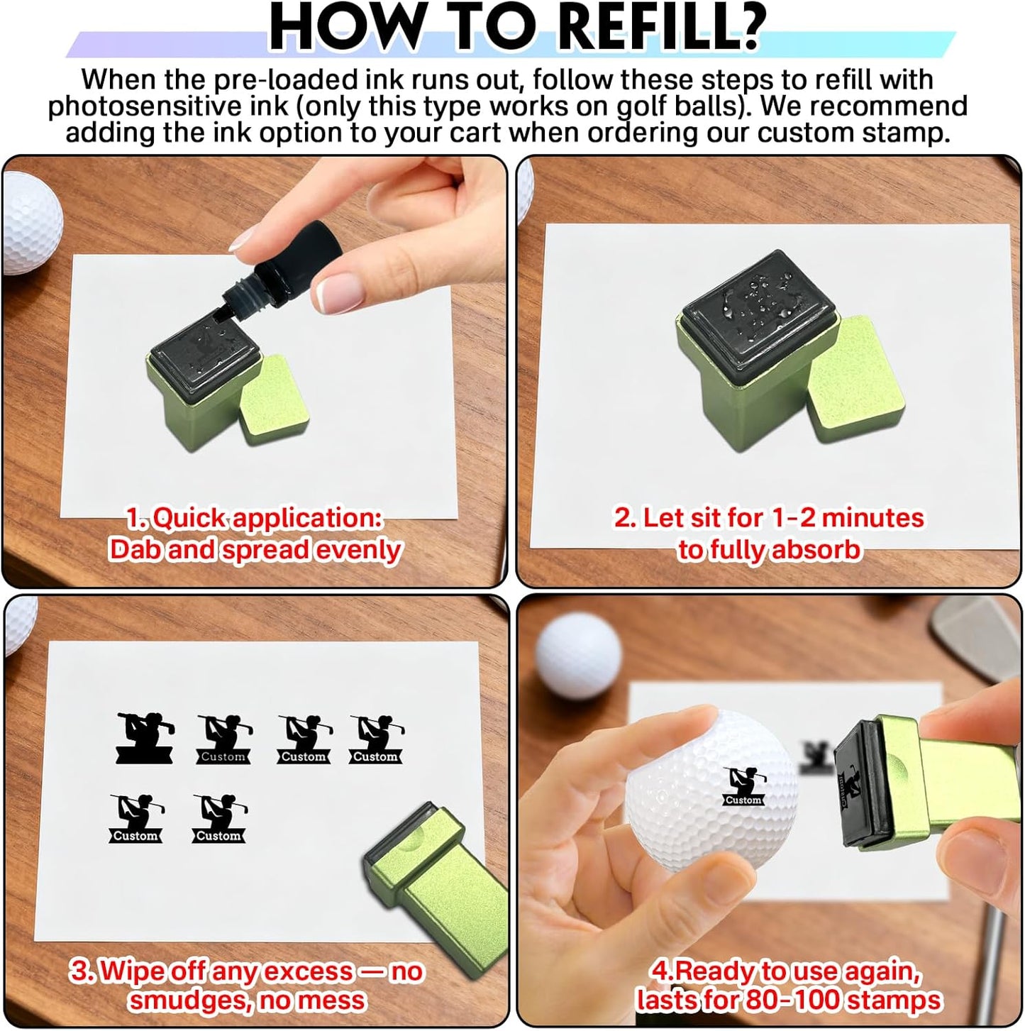 HDSD Custom Golf Ball Stamp - Personalized Monogram Golf Ball Stamper, Quick-Dry Self-Inking Aluminum Alloy, Waterproof Imprint, Ideal Golf Gift for Men Women, Golf Ball Markers