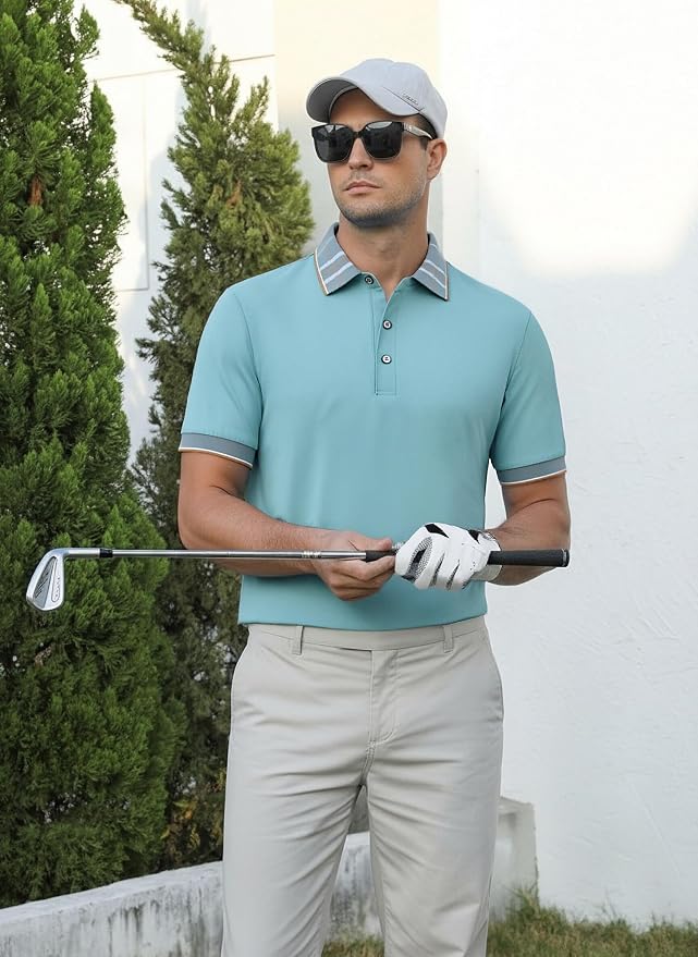 Alex Vando Mens Golf Shirts Moisture Wicking Quick-Dry Short Sleeve Fashion - Image 5