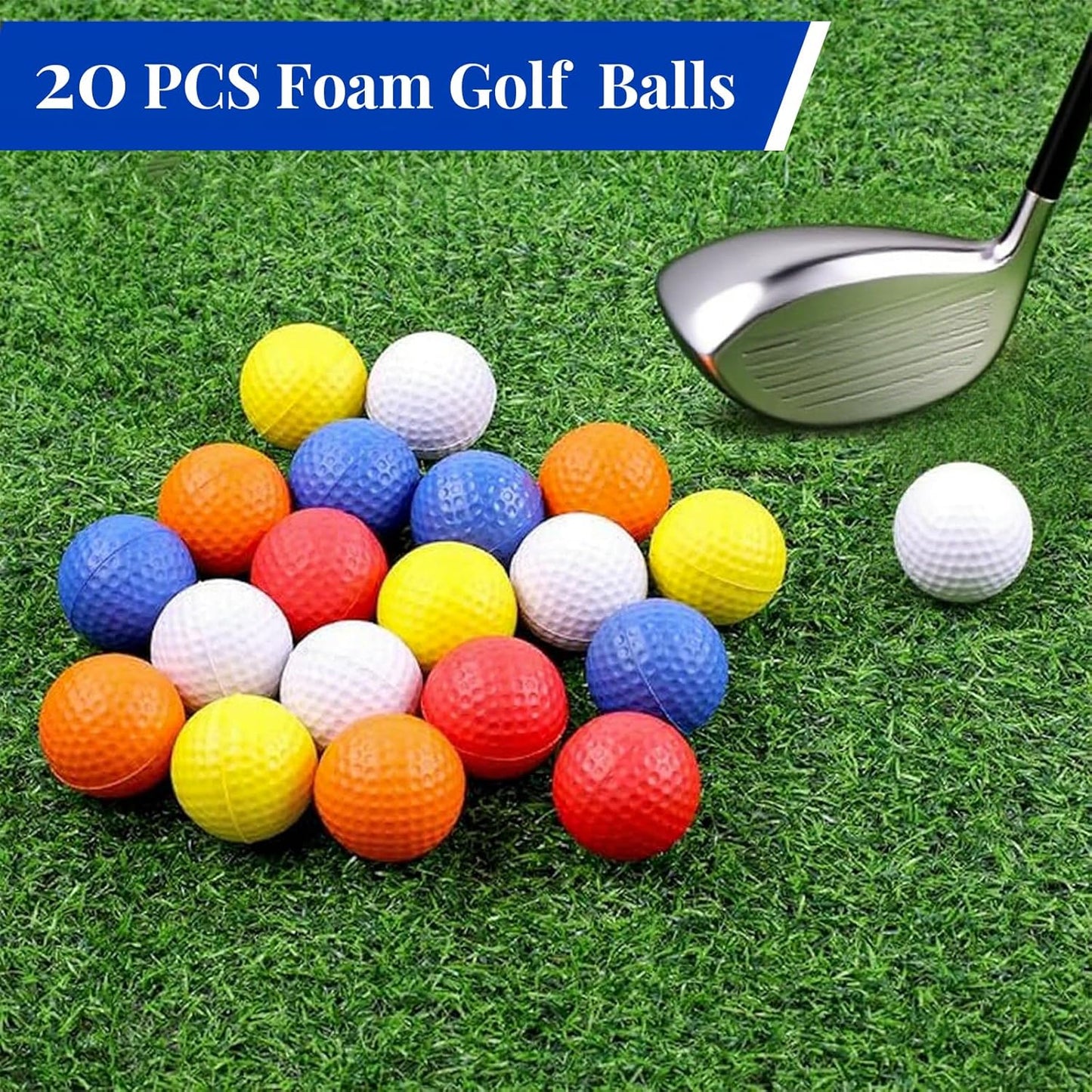 20 Pack Practice Golf Balls,41mm Foam Golf Balls,Limited Flight Design with Realistic Feel Durability,Perfect for Indoor or Outdoor Golf Training,Backyard Drills