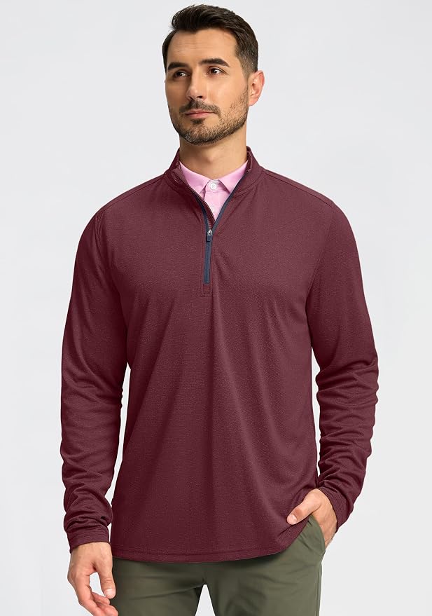 Obla Golf Quarter Zip Pullover for Men Mock Neck Sweatshirt Lightweight Sun - Image 2