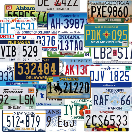 Assorted Replica Metal License Plates, Stamped Car Plates, Man Cave Garage Bar Decor (30 pcs)