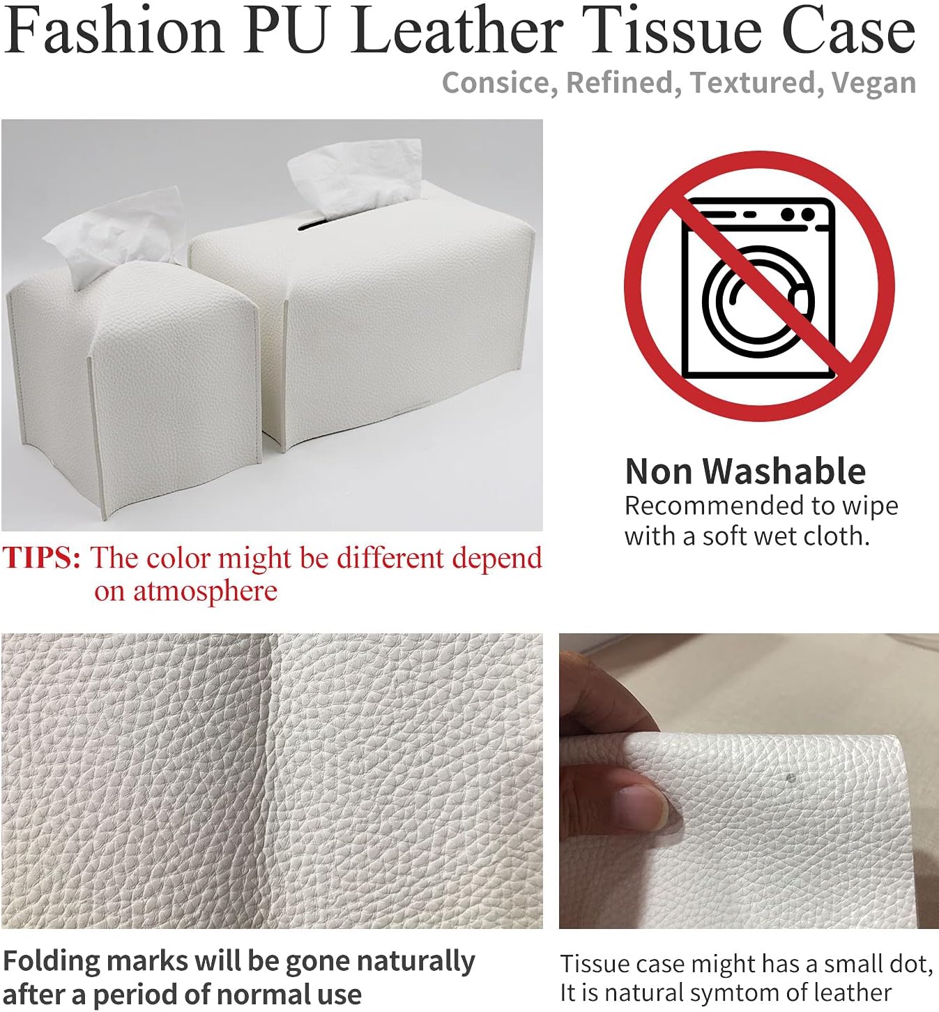 Livelab Tissue Box Cover, Square Decorative PU Leather Tissue Box Holder Modern Tissue Case Facial Paper Organizer Dispenser for Bathroom, Vanity Countertop, Night Stands, Desk 5X5X5'' | Olive Green