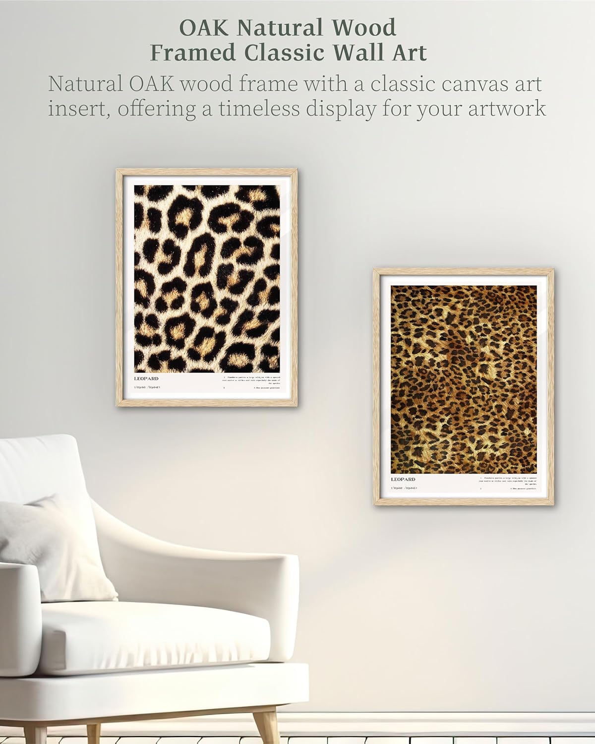 iHery Natural OAK Wood Leopard Pattern Framed Wall Art, 12x16 in Above Bed Bedroom Canvas Wall Decor, Trendy Black Rosettes Abstract Bathroom Wall Art Decor, Set of 1 Abstract Dorm Poster for Bedroom