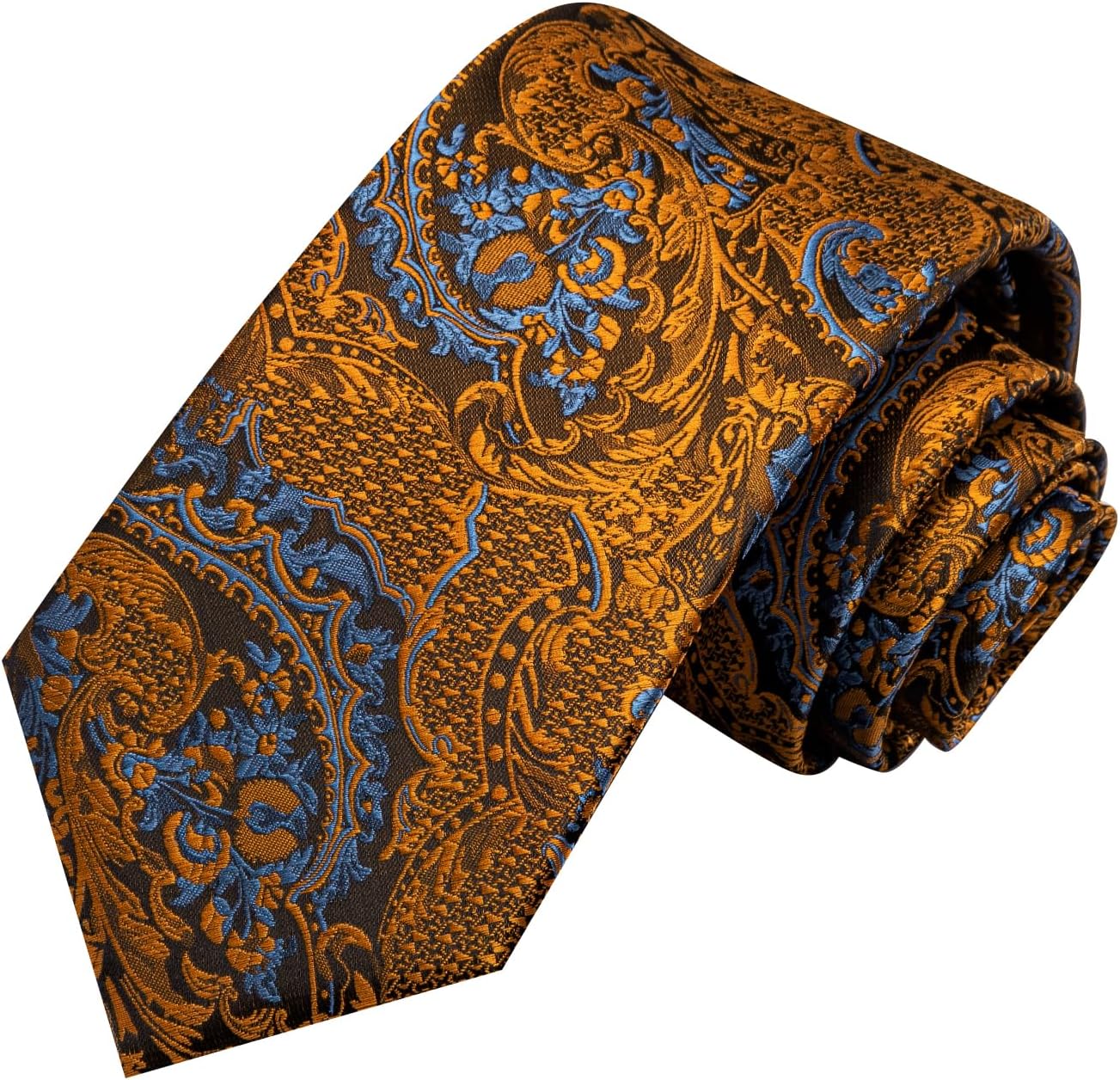 Hi-Tie Men 63inches Tie Set Extra Long Necktie Paisley Tie Pocket Suqare Cufflinks Big and Tall Men Tie