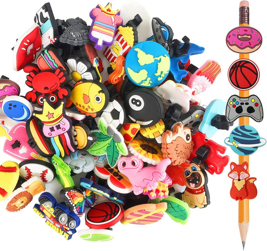 60 Pcs Cute Pencil Topper Decoration, Different Pencil Clip Designs, Suitable for School Prize, Classroom Reward, Gift Idea