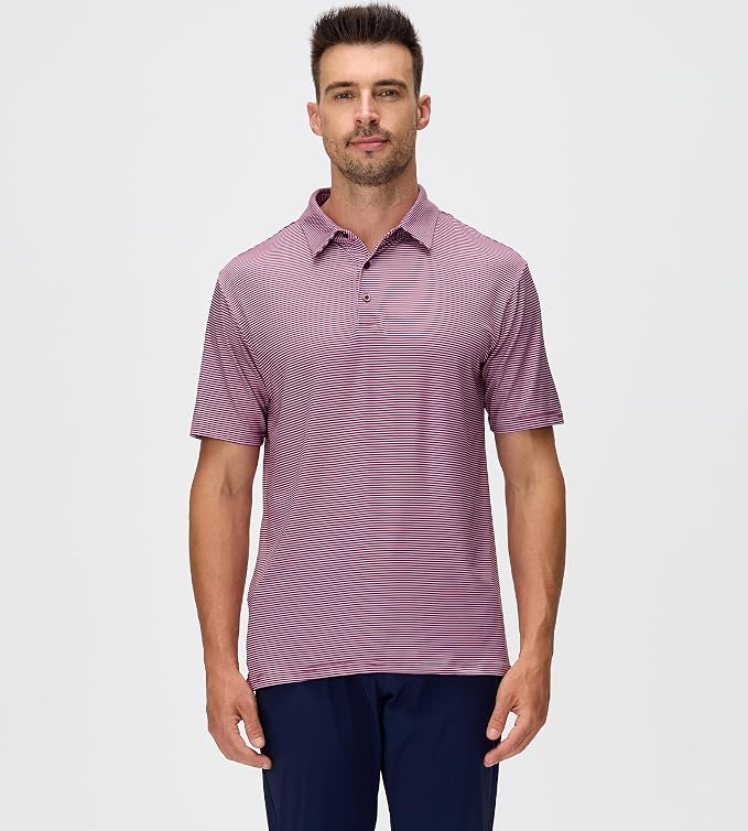 Esabel.C Jacquard Golf Shirts for Men Moisture Wicking Short Sleeve Performance - Image 4