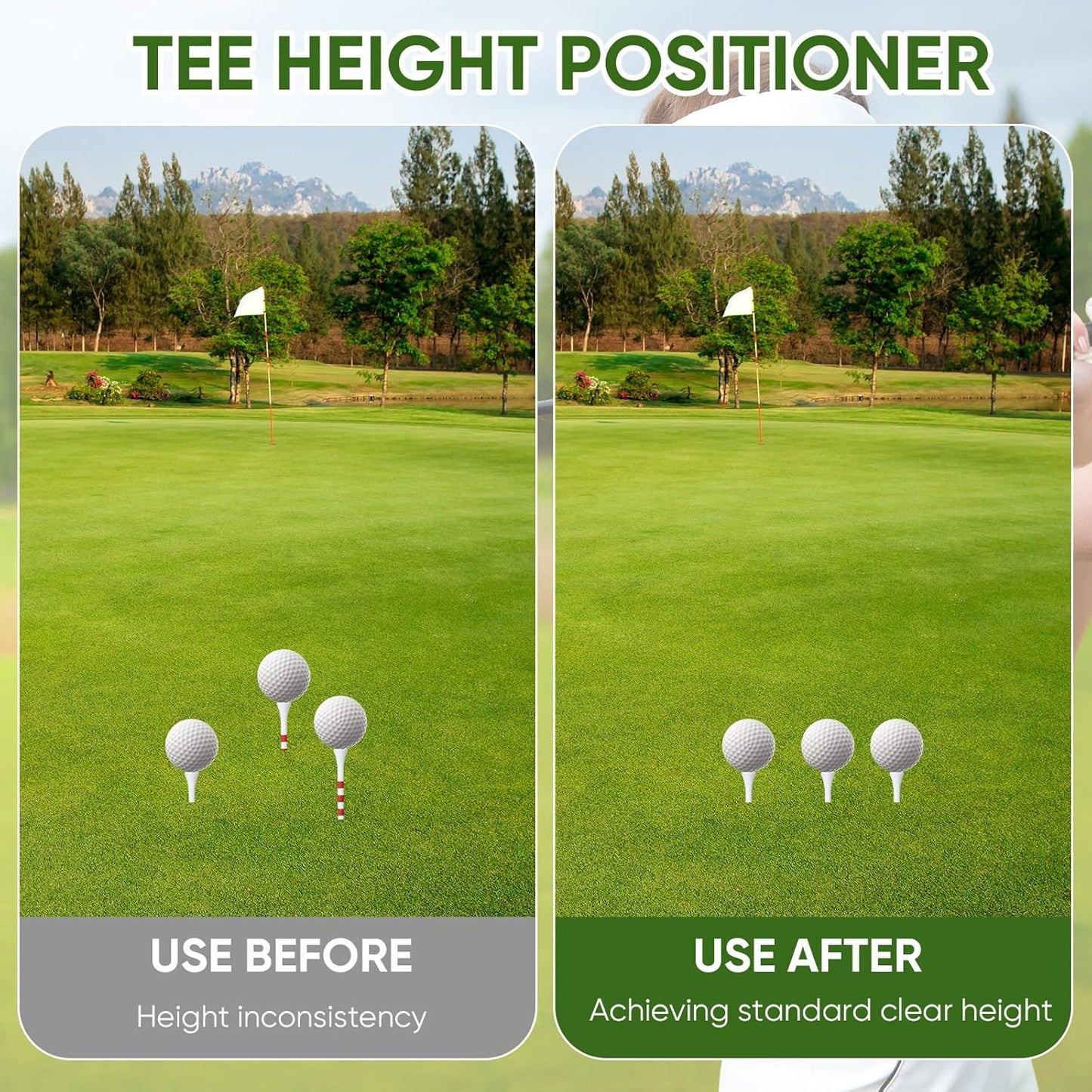 2 Pcs Golf Tee Height Adjuster Acrylic 7 Settings Adjustments Tee Height Positioner Golf Accessories Training Aid Setter for Consistent Swings for Indoor Outdoors