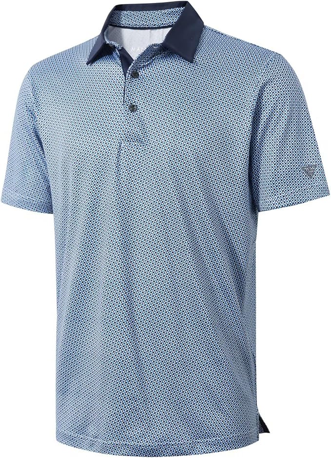 Golf Shirts for Men Dry Fit Short Sleeve Print Performance Moisture Wicking by MAELREG