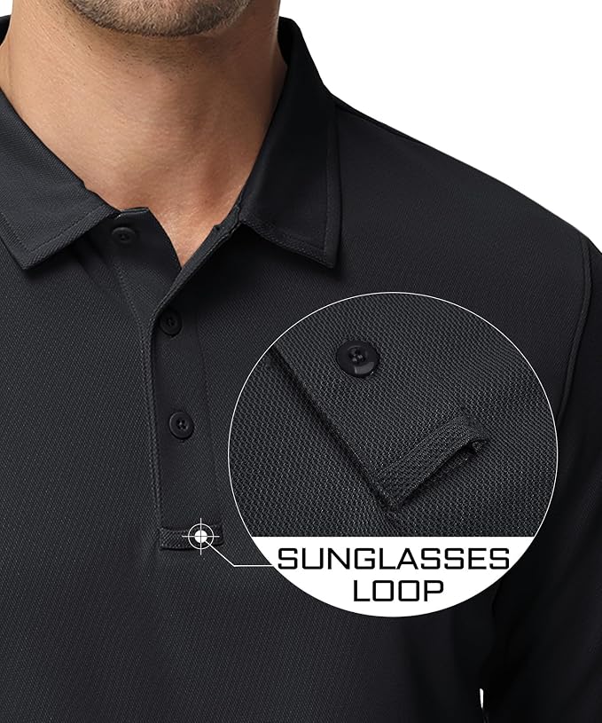 MAGCOMSEN Men's Polo Shirts 3 Button Quick Dry Performance Long Sleeve Tactical - Image 3