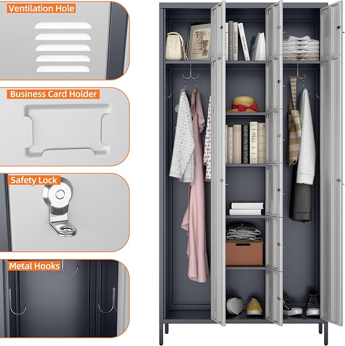 METAN Metal Locker for School Office Gym Bedroom, 10 Doors Steel Storage Locker - Image 4