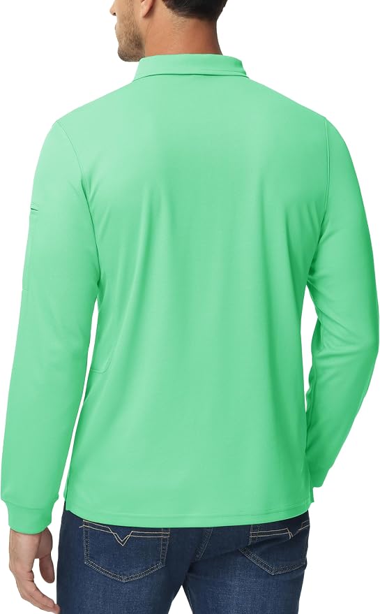 MAGCOMSEN Men's Polo Shirts 3 Button Quick Dry Performance Long Sleeve Tactical - Image 5