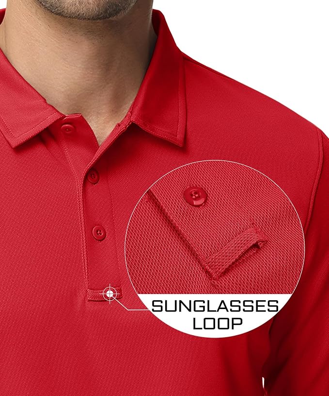 MAGCOMSEN Men's Polo Shirts 3 Button Quick Dry Performance Long Sleeve Tactical - Image 3