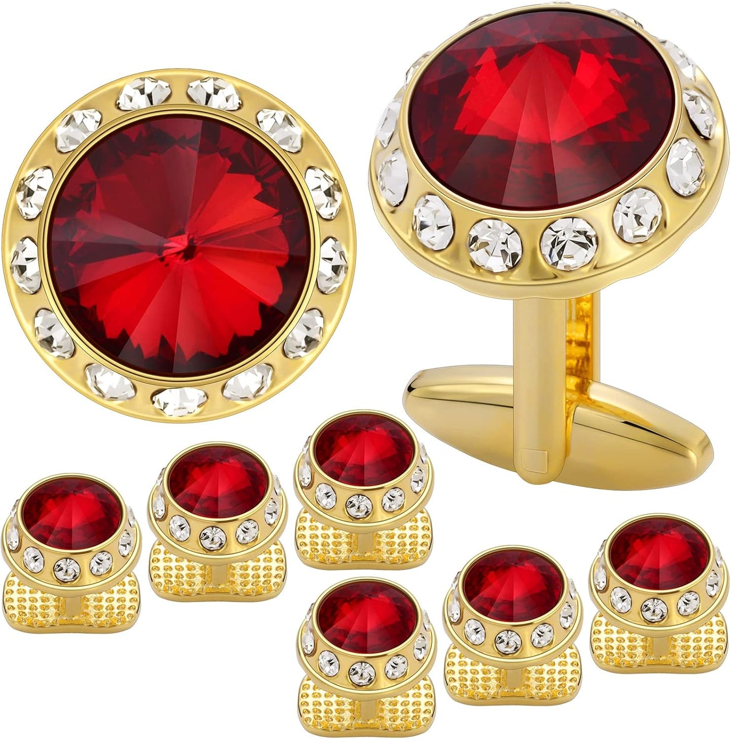 HAWSON Birthstone Tuxedo Studs and Cufflinks Set for Men's Suit Tuxedo Formal Dress Shirt Wedding Business Party Accessories