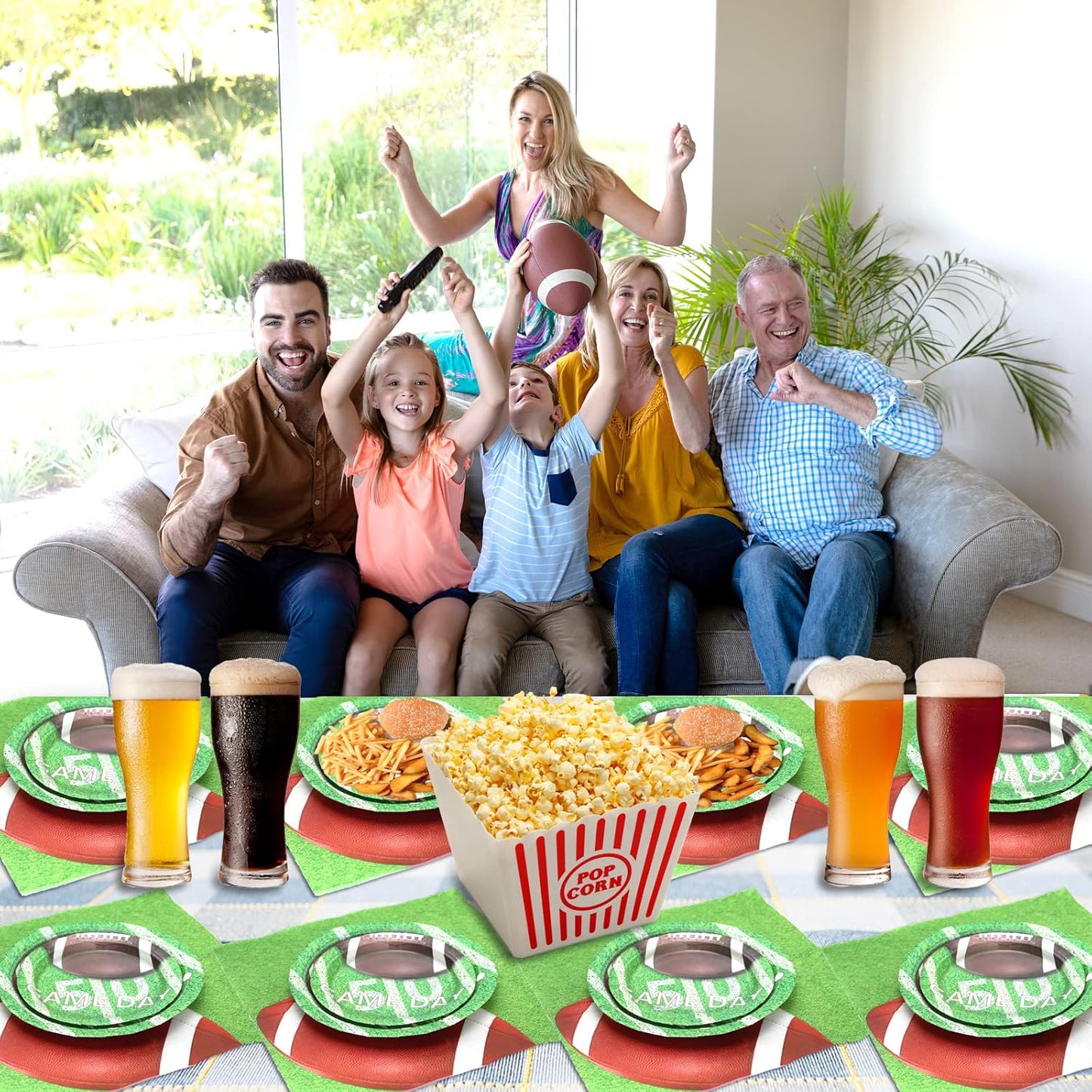 180Pcs Football Party Supplies Paper Plates and Napkins Serve 60 Disposable Tableware Set for Birthday Party Decorations Game Day Family School Holiday Sports Events