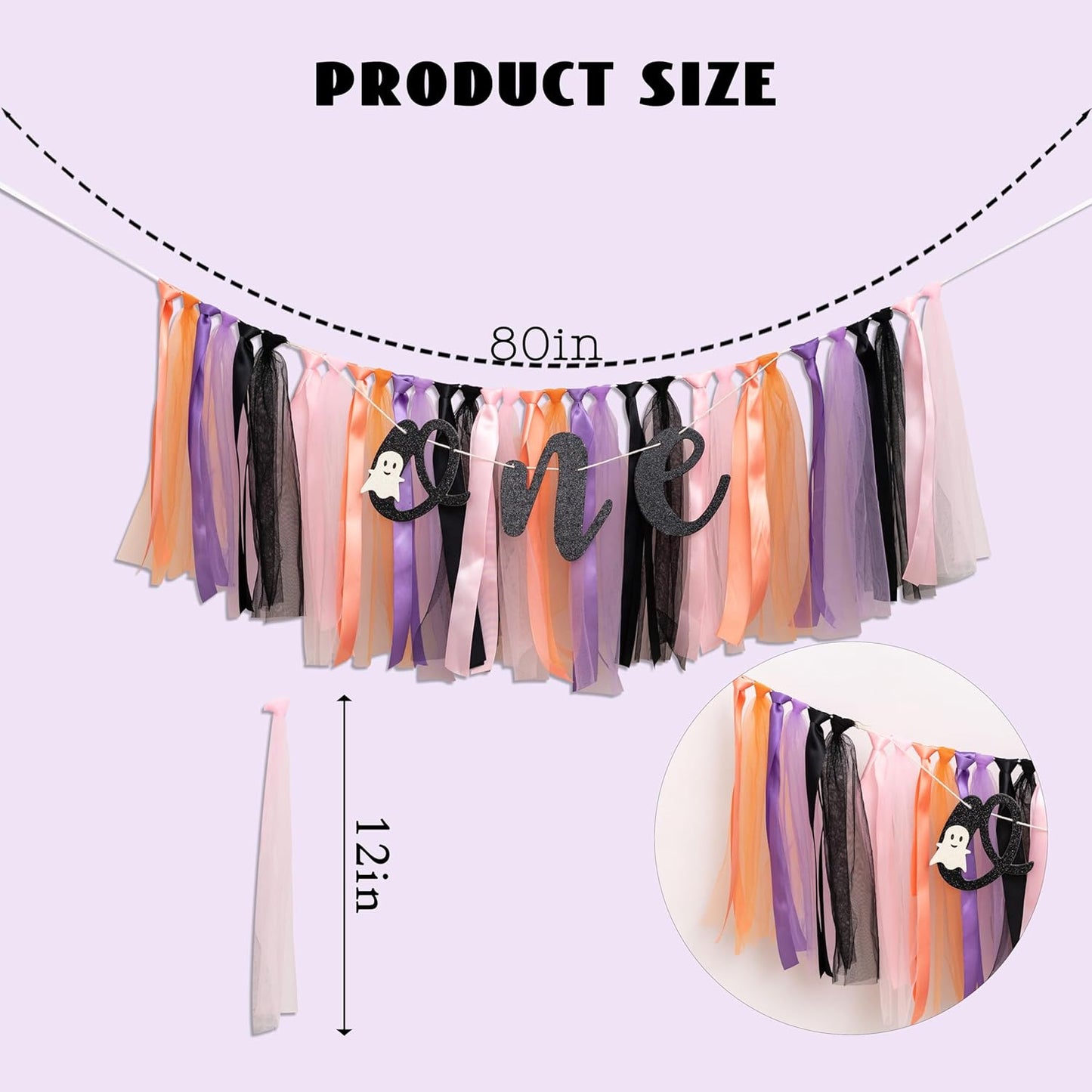 Halloween Spooky One High Chair Banner - Little Ghost Baby 1st Birthday Party Decoration Supplies, Halloween Themed Spooky Garland, Boo Ghost Sign Birthday Party Backdrop Decoration Banner