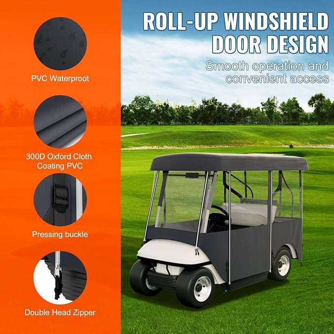 Happybuy Golf Cart Enclosure, 4-Person Golf Cart Cover, 4-Sided Fairway Deluxe - Image 5