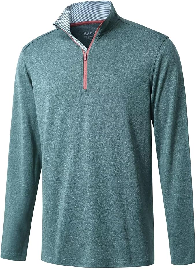 M MAELREG Quarter Zip Golf Pullover Men Dry Fit Long Sleeve Performance Wicking by MAELREG