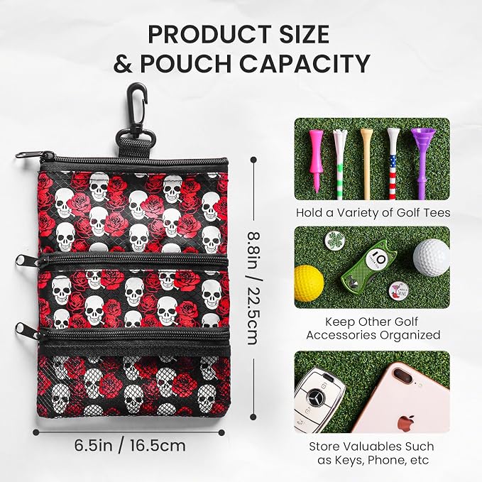 Golf Bag Accessories Valuables Pouch Bags Multi Pocket Zipper Hook - Image 3