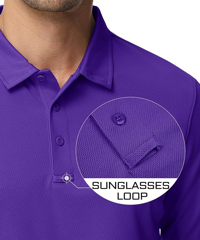 MAGCOMSEN Men's Polo Shirts 3 Button Quick Dry Performance Long Sleeve Tactical - Image 3