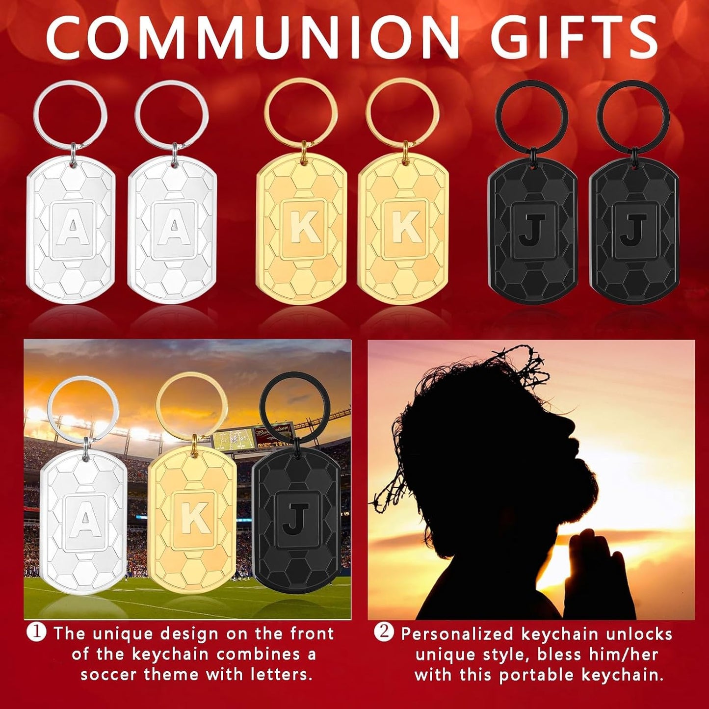 Initial Keychain Gifts for Men,Soccer Dog Tag Mens Keychains for Men Him Dad