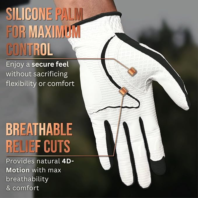 Copper Tech Golf Gloves Men Right Handed Golfer or Left Handed Golfer | Copper - Image 3