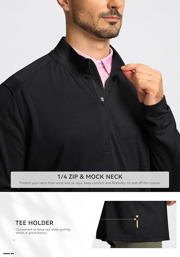 Obla Golf Quarter Zip Pullover for Men Mock Neck Sweatshirt Lightweight Sun - Image 4