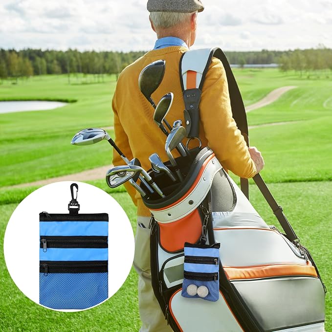 4 Pcs Golf Tee Holder 3 Zippered Golf Pouch Bag - Image 6