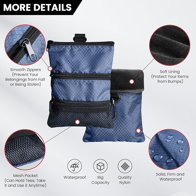 Golf Bag Accessories Valuables Pouch Bags Multi Pocket Zipper Hook - Image 2