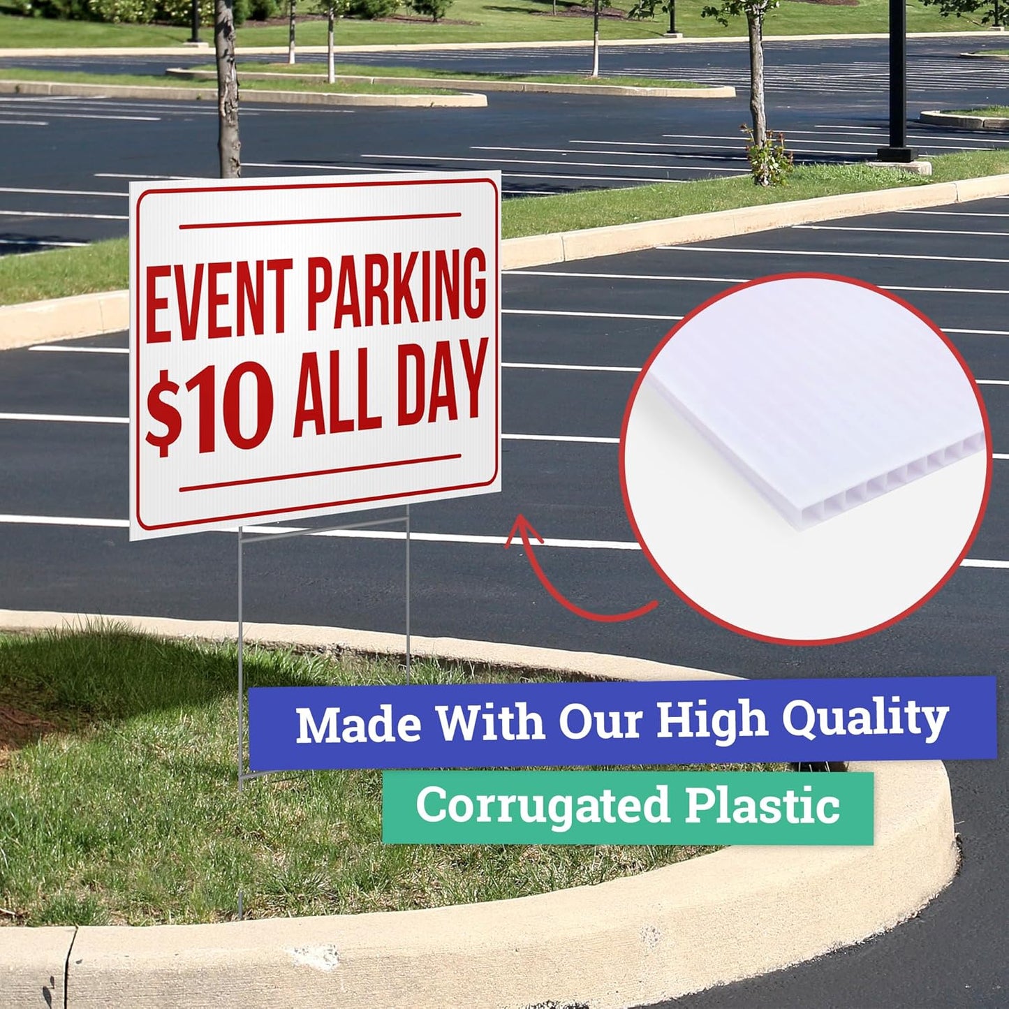 20 pack 24x18" Double Sided Customizable Outdoor Yard Sign made from Corrugated Plastic with Metal "H" Stake, Easy to Design, Sign for Business, Garage or Yard Sale, Home, Office, (24" x 18" - Qty 20)