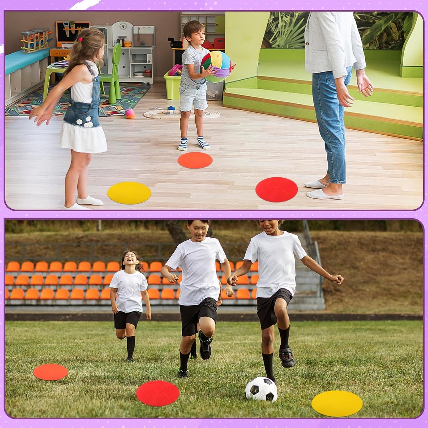 12 Pcs Spot Markers Flat Field Cones,Non Slip Spot Floor Dots for Soccer Basketball Baseball Sports Speed Agility Training (9 inch)