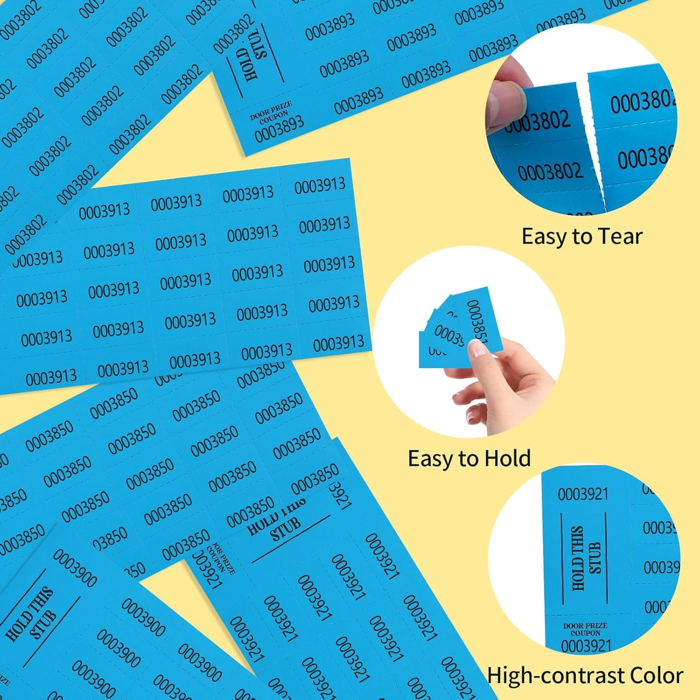 200 Pieces Basket Tickets Auction Chinese Ticket Raffle Tickets Sheets Blue 4"×9" 200 Numbers for Drink Door Prize Fundraiser Silent Carnival Penny Auction Events (200)