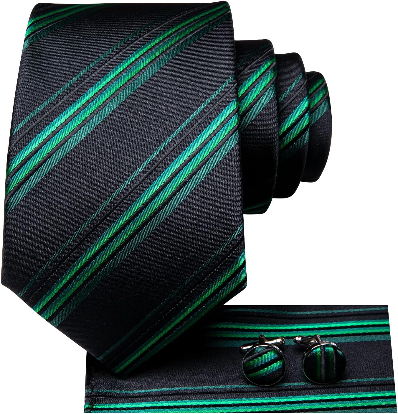 Hi-Tie Men 63inches Tie Set Extra Long Necktie Paisley Tie Pocket Suqare Cufflinks Big and Tall Men Tie