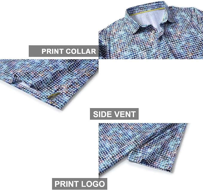Golf Shirts for Men Dry Fit Short Sleeve Print Performance Moisture Wicking - Image 4