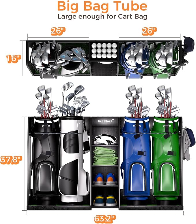 Wooden Golf Storage Organizer for Garage, Premium Golf Bag Holder Rack for - Image 4