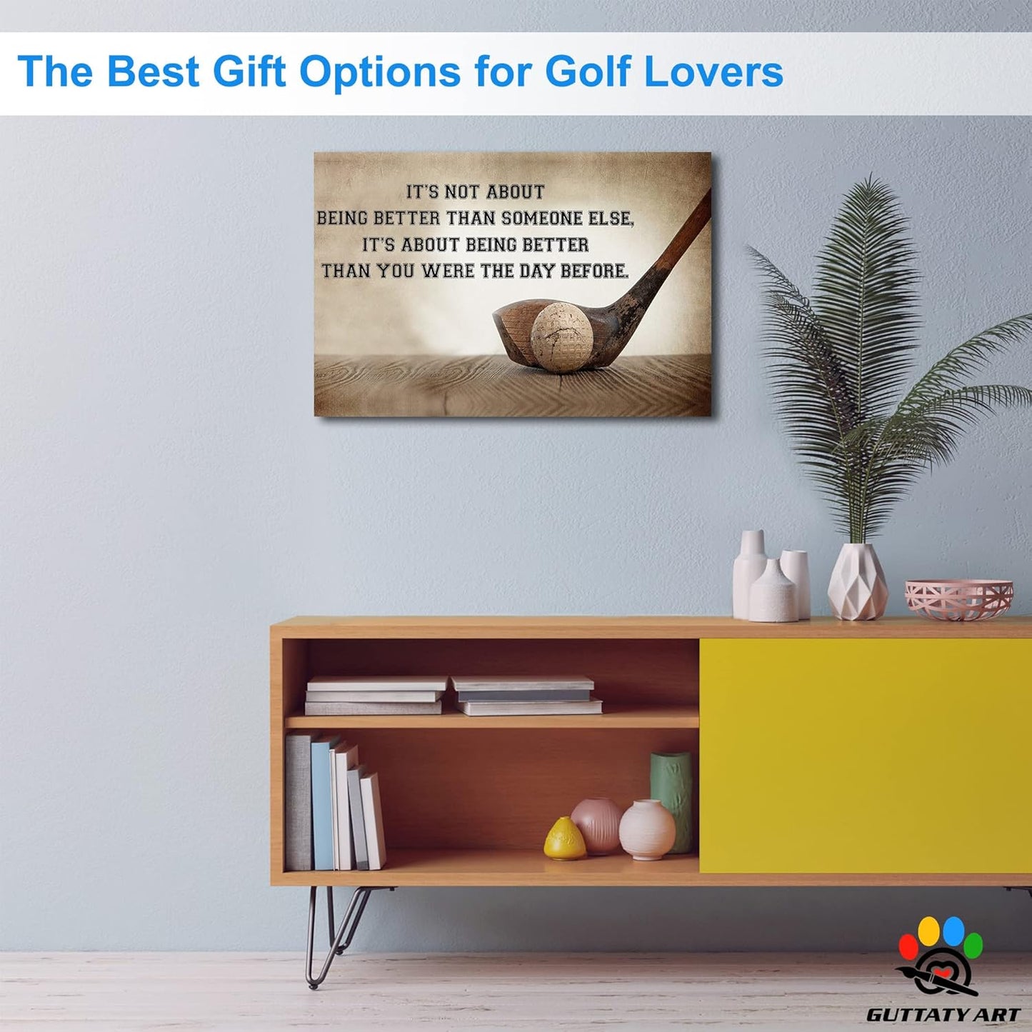 GUTTATY Golf Wall Art, Inspirational Quote Vintage Golf Pictures Posters Canvas Print Wall Decor for Golfer's Man Cave Home Ofice Ready to Hang (24x36 Inches)