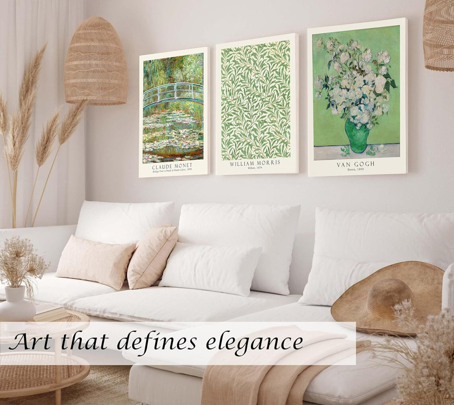 Induslyfe Large Framed Grass Wall Art Canvas Decor Set of 3, Matisse Wall Art Framed Prints Posters Mid Century Modern Art, Aesthetic Floral Botanical wall art for bedroom, living room, bathroom 18x24