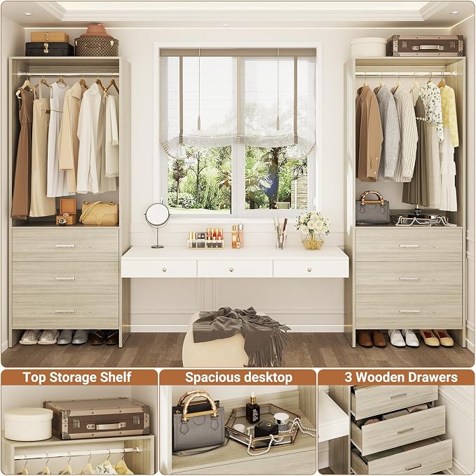 Aheaplus Closet System Closet Organizer, Wood Closet Organizer System, Walk-in - Image 3